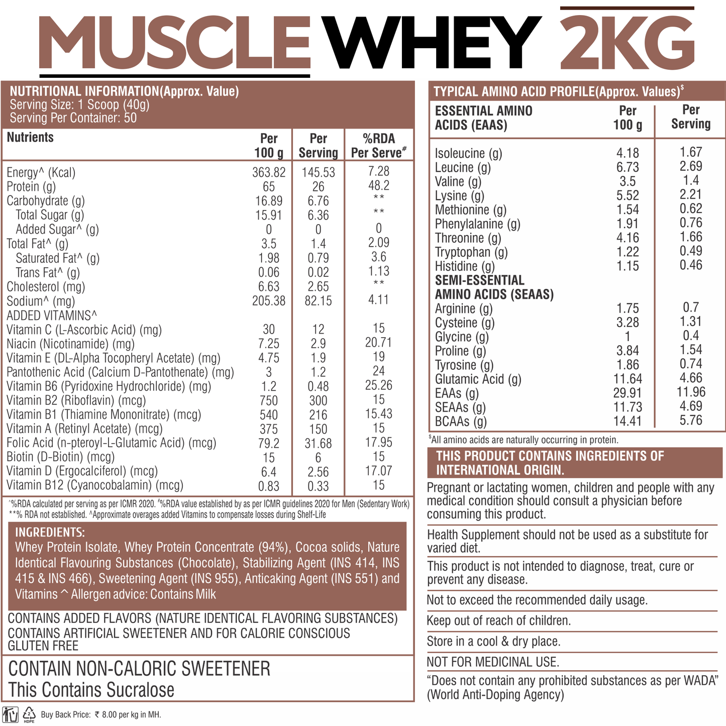 HealthFarm Muscle Whey Protein Isolate & Concentrate | Premium Blend of Whey Protein