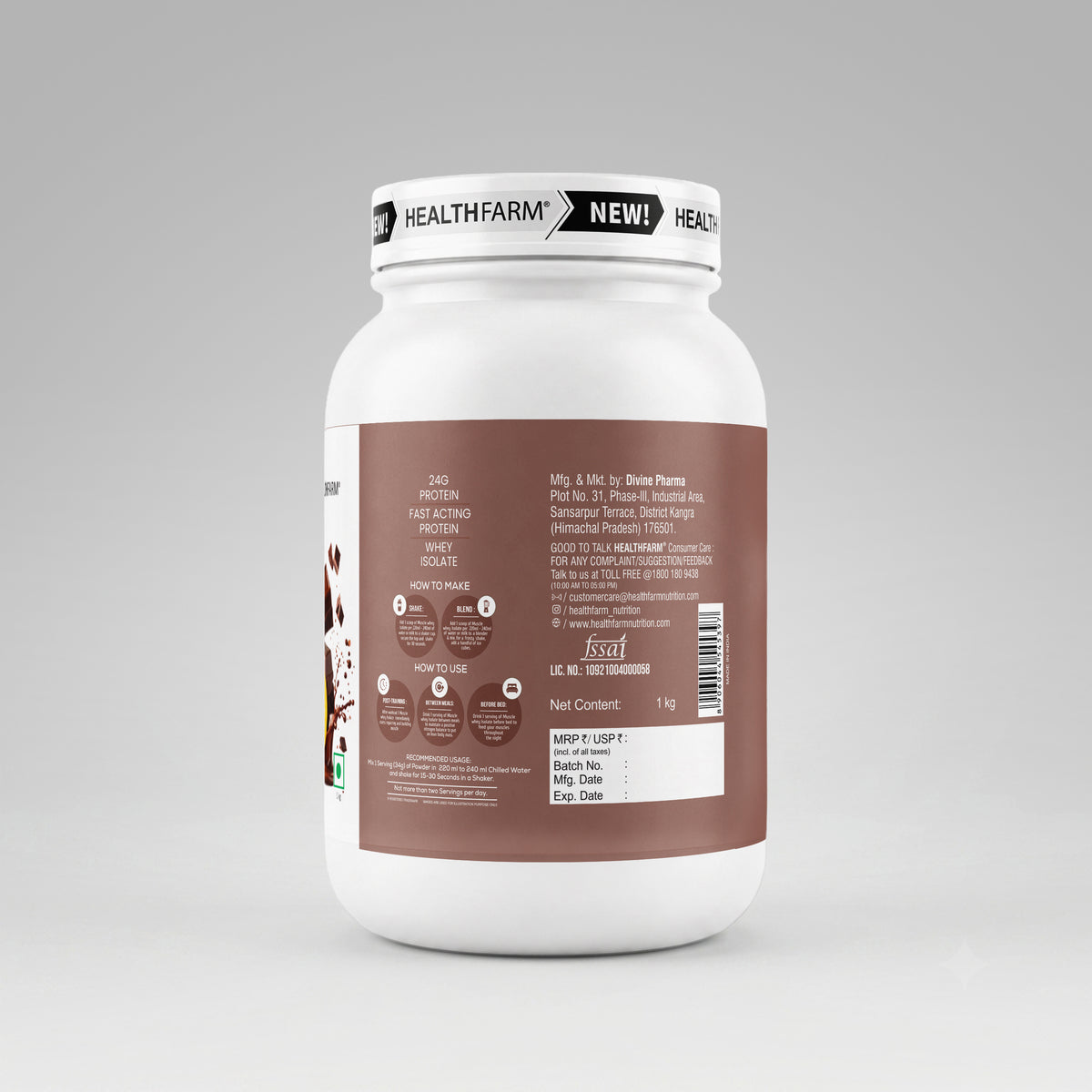 HealthFarm Muscle Whey Isolate | Premium Blend of Whey Protein Hydrolysate and Isolate