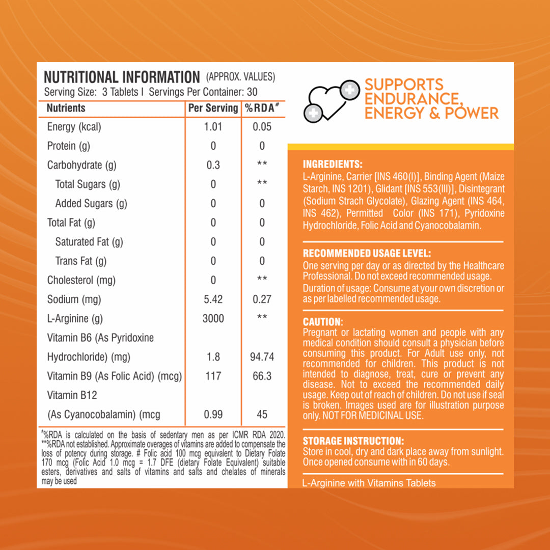 Healthfarm L-Arginine 3000mg Extra Strength – 90 Tab
