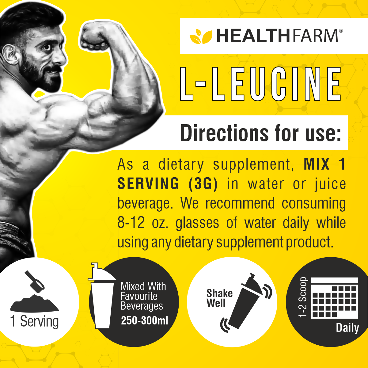 HealthFarm Pure L-Leucine Amino Acid (100 gm)