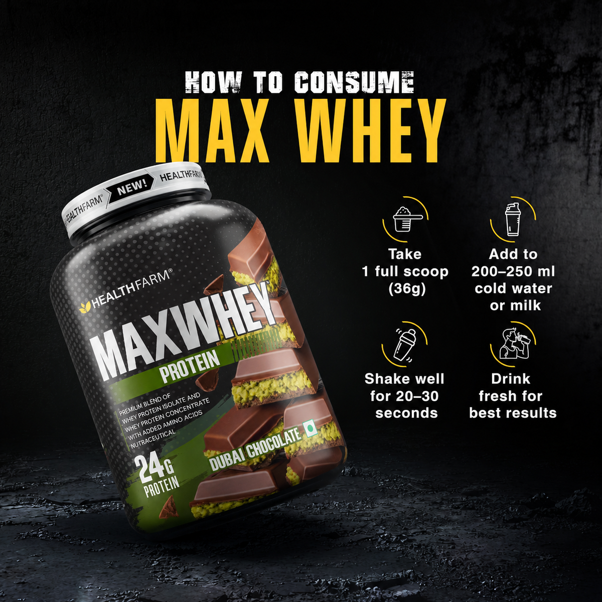 Healthfarm MaxWhey Protein | 24g Protein