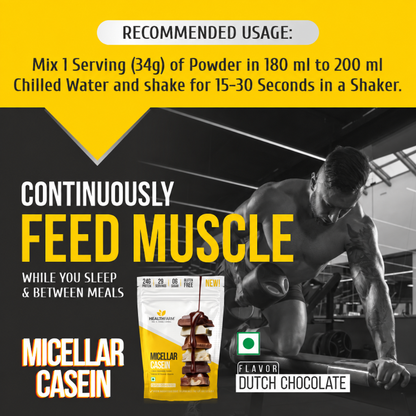 Healthfarm Micellar Casein Protein Powder 1KG | Chocolate Dutch