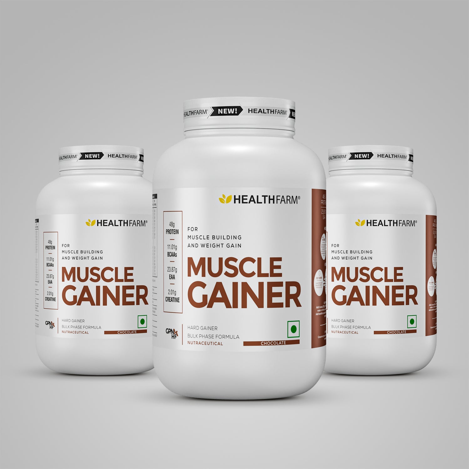 Healthfarm Muscle Gainer 1kg – Pack of 3 | Hard Gainer Weight &amp; Mass Gainer for Bulking