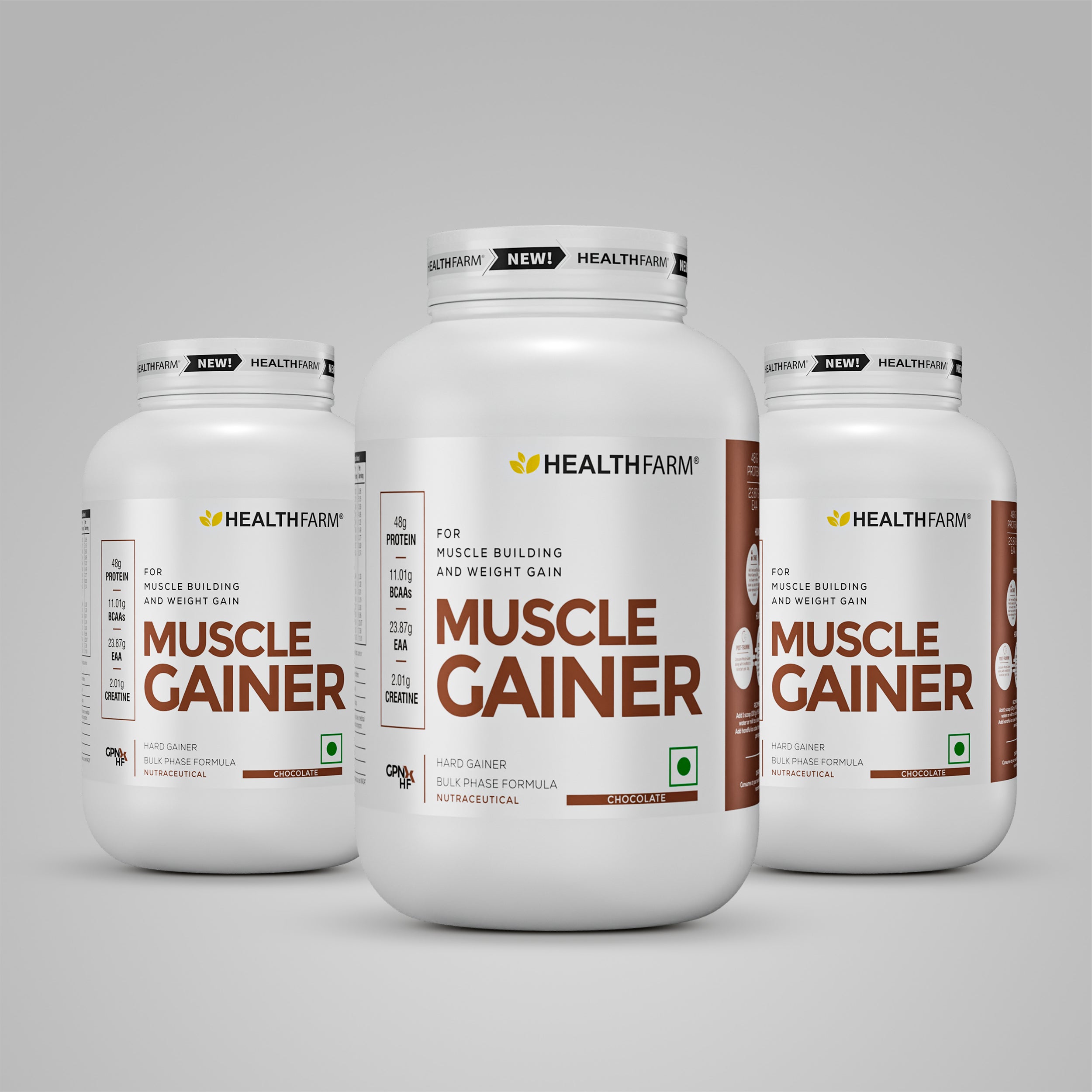 Healthfarm Muscle Gainer 1kg – Pack of 3 | Hard Gainer Weight &amp; Mass Gainer for Bulking