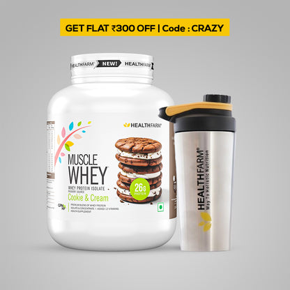 HealthFarm Muscle Whey Protein Isolate &amp; Concentrate | Premium Blend of Whey Protein