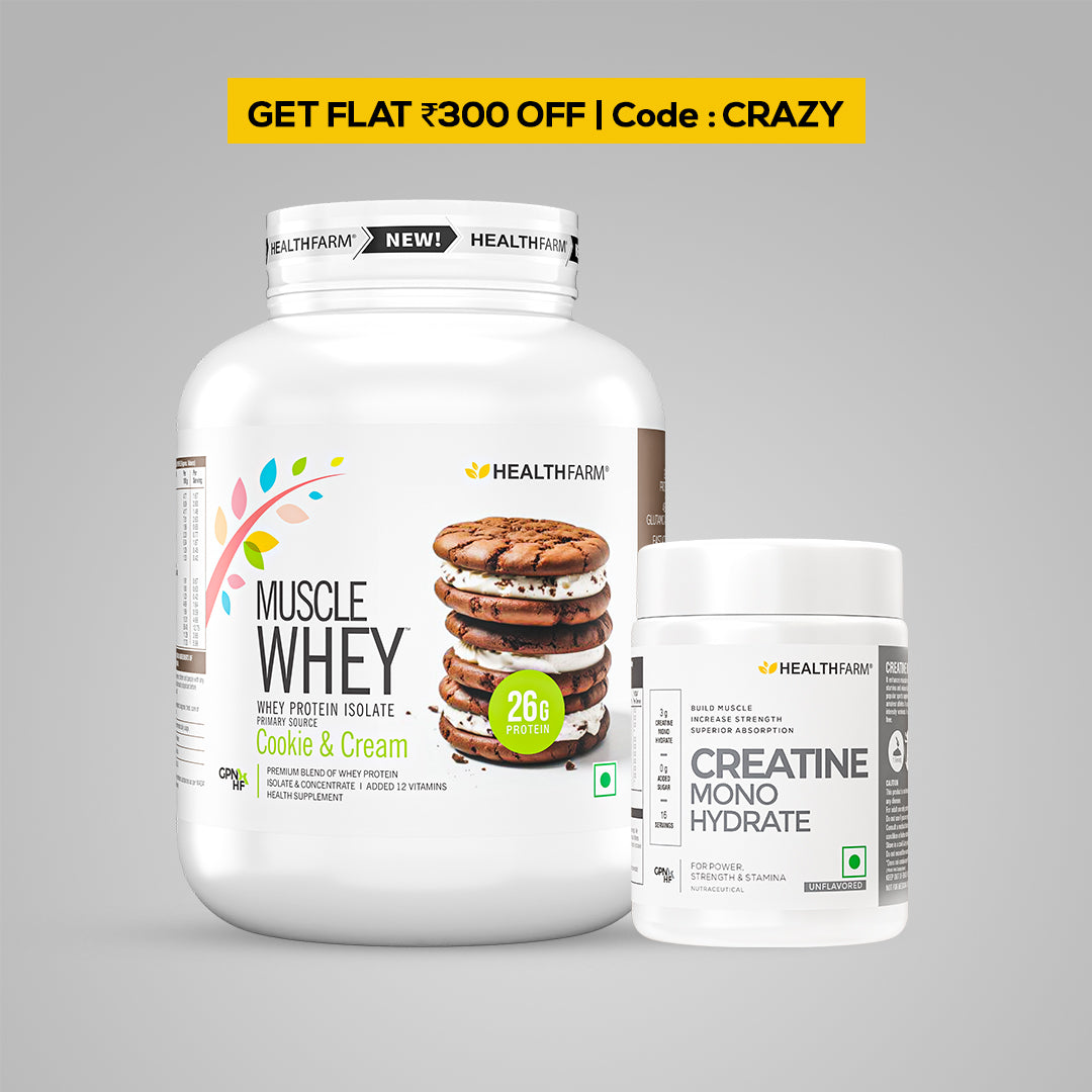 HealthFarm Muscle Whey Protein Isolate &amp; Concentrate | Premium Blend of Whey Protein