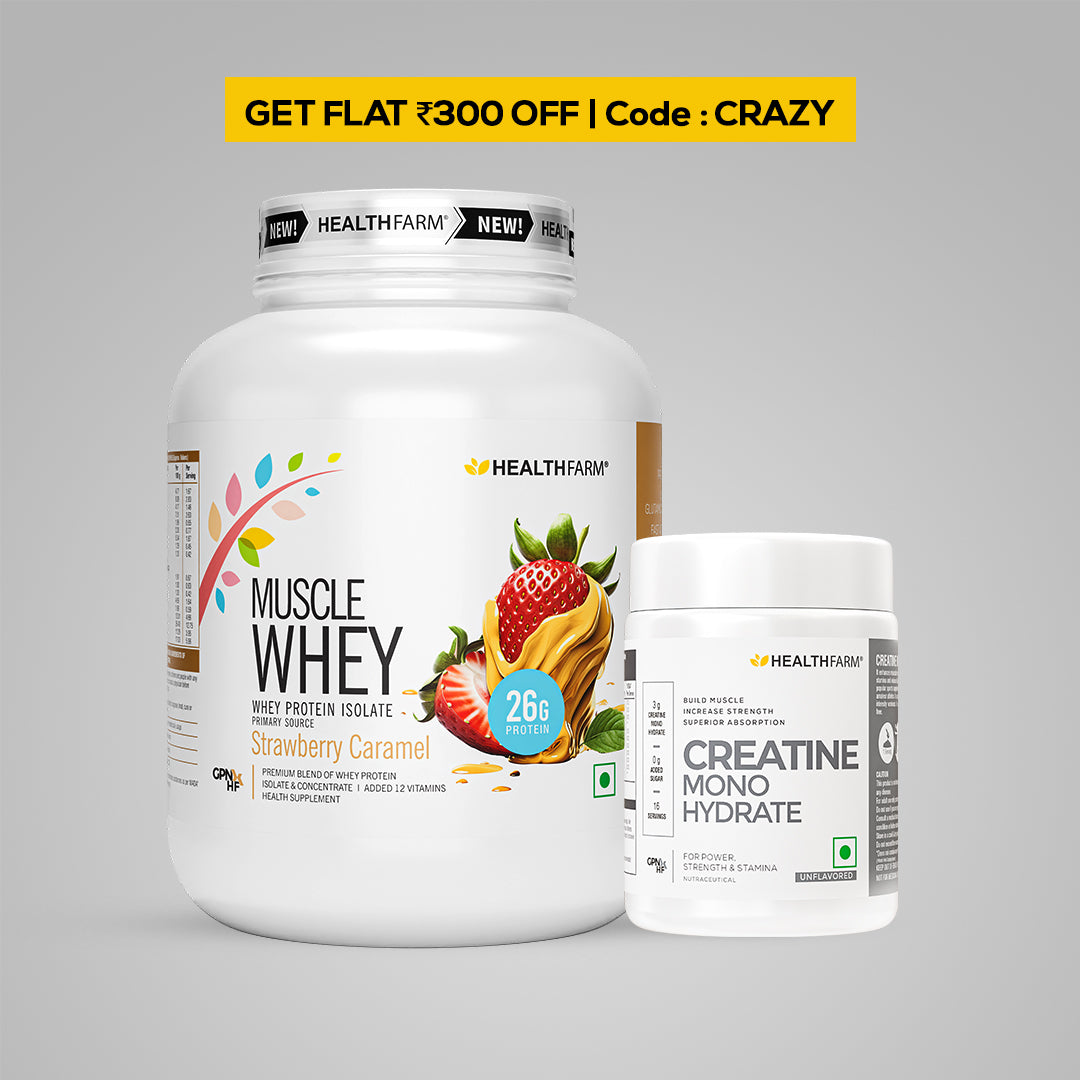 HealthFarm Muscle Whey Protein Isolate &amp; Concentrate | Premium Blend of Whey Protein