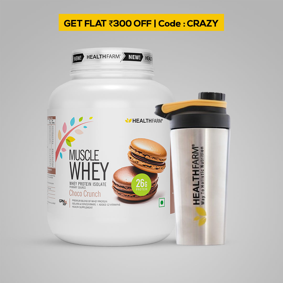 HealthFarm Muscle Whey Protein Isolate &amp; Concentrate | Premium Blend of Whey Protein