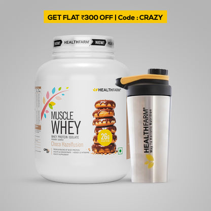 HealthFarm Muscle Whey Protein Isolate &amp; Concentrate | Premium Blend of Whey Protein