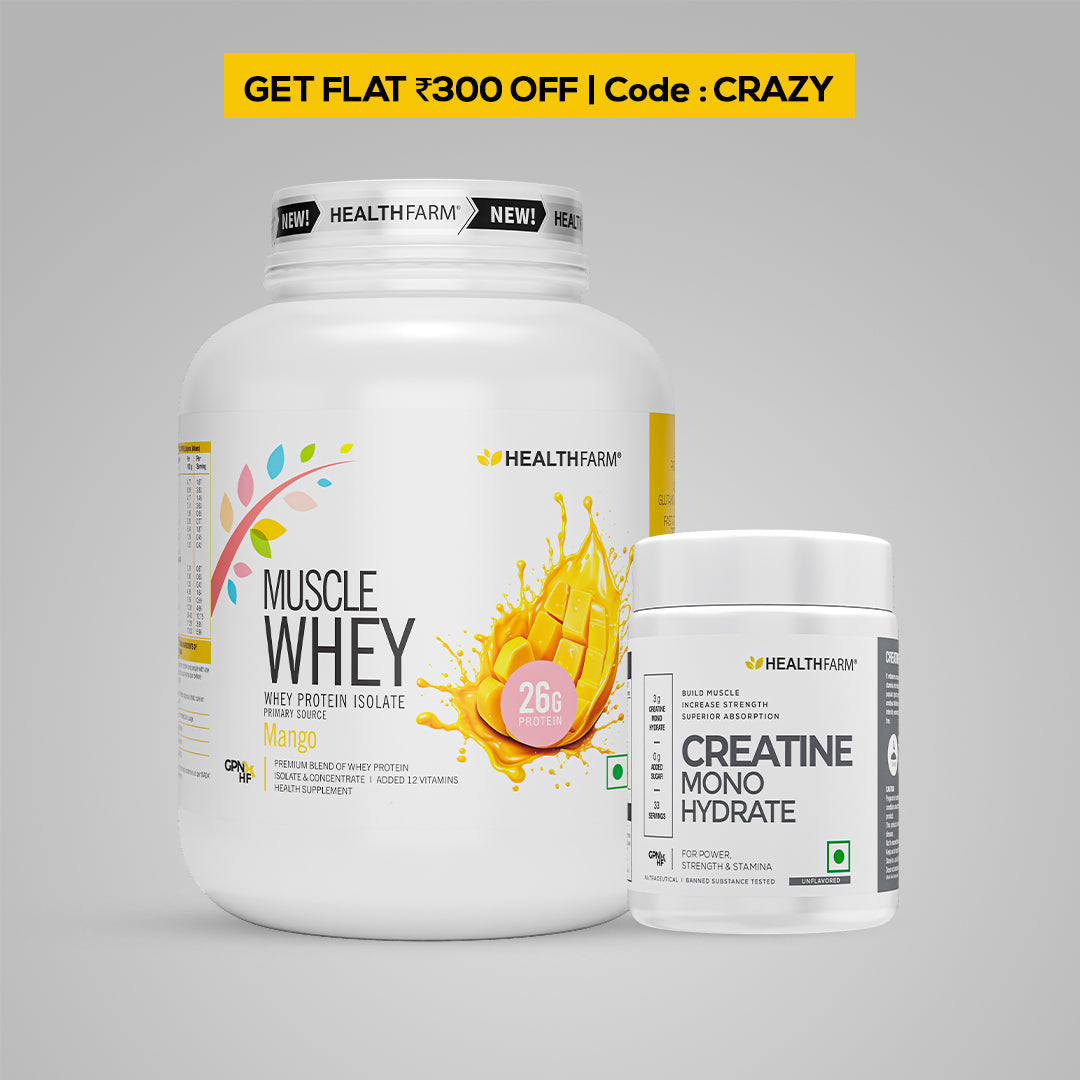 HealthFarm Muscle Whey Protein Isolate &amp; Concentrate | Premium Blend of Whey Protein