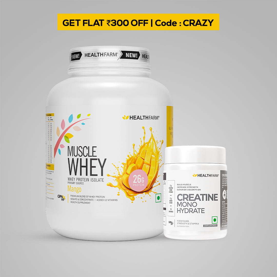 HealthFarm Muscle Whey Protein Isolate &amp; Concentrate | Premium Blend of Whey Protein