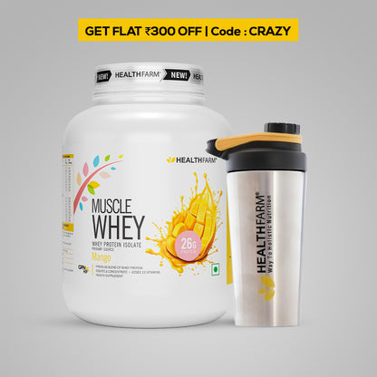 HealthFarm Muscle Whey Protein Isolate &amp; Concentrate | Premium Blend of Whey Protein