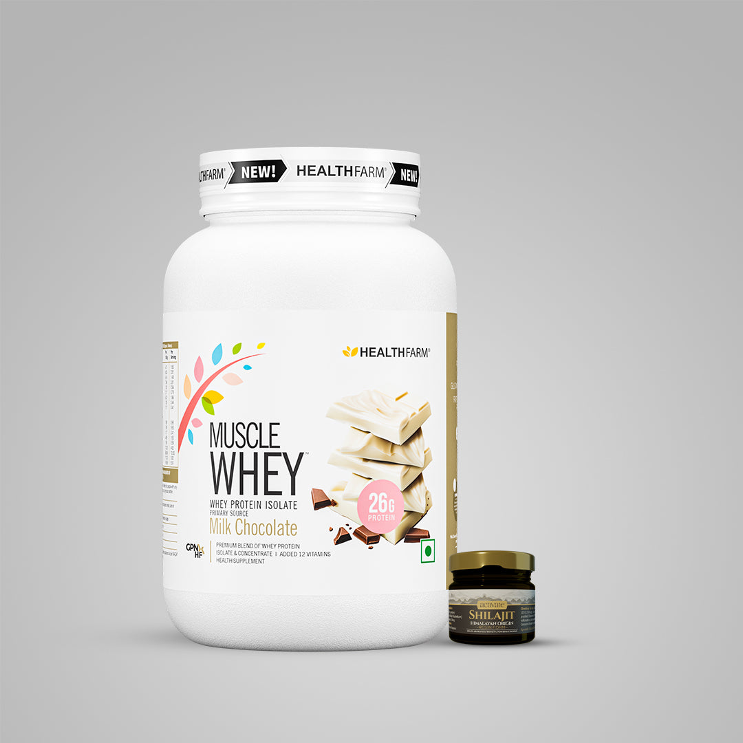 Healthfarm Muscle Whey (1Kg) + Himalayan Shilajit Resin