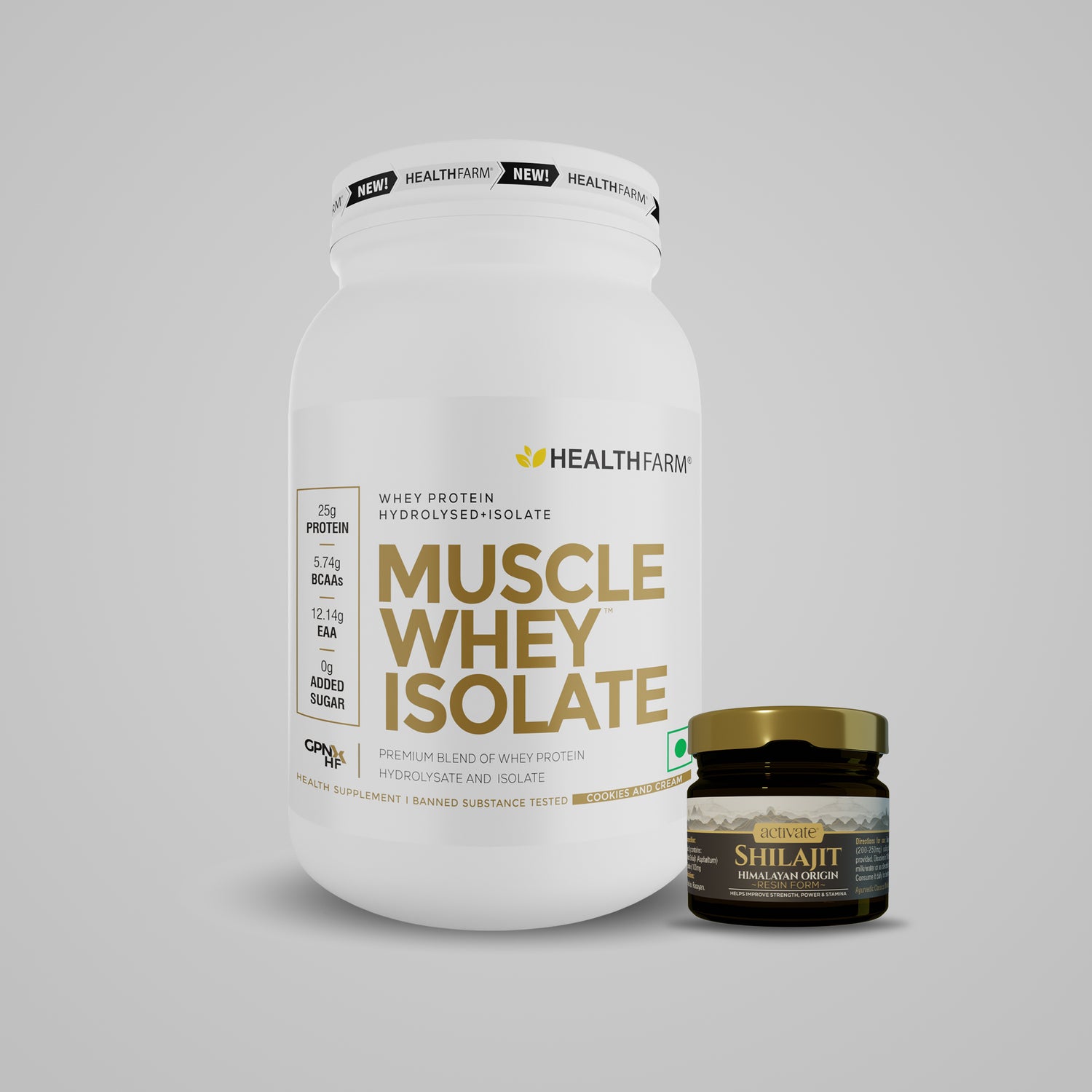 Healthfarm Muscle Whey Isolate (1Kg) + Shilajit (10g)