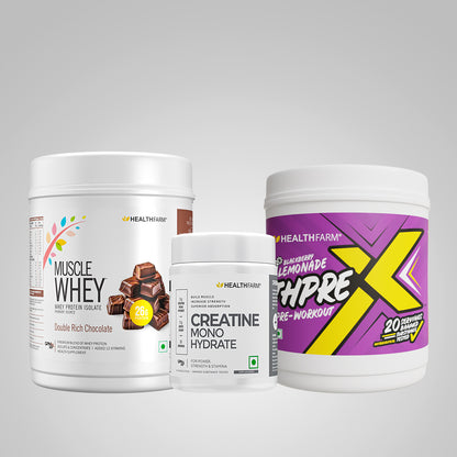 Healthfarm Muscle Whey (500g) + Thprex (250g) + Creatine (100g)