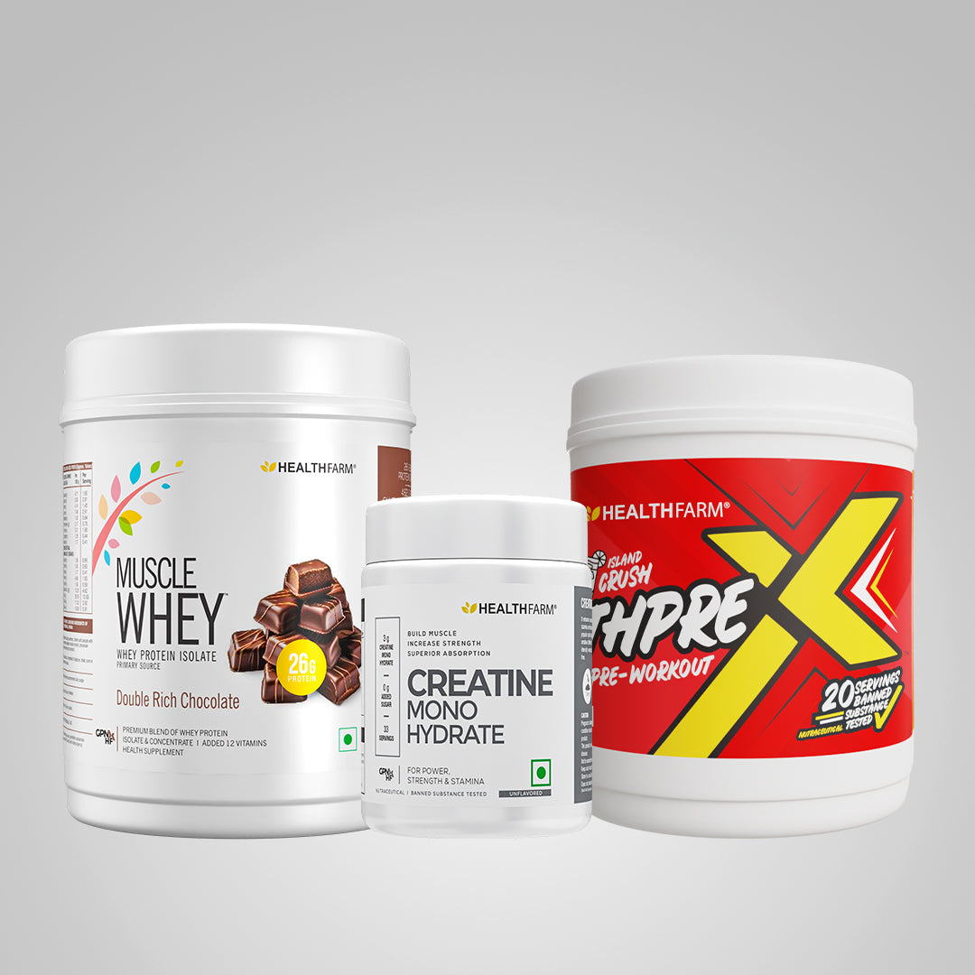 Healthfarm Muscle Whey (500g) + Thprex (250g) + Creatine (100g)
