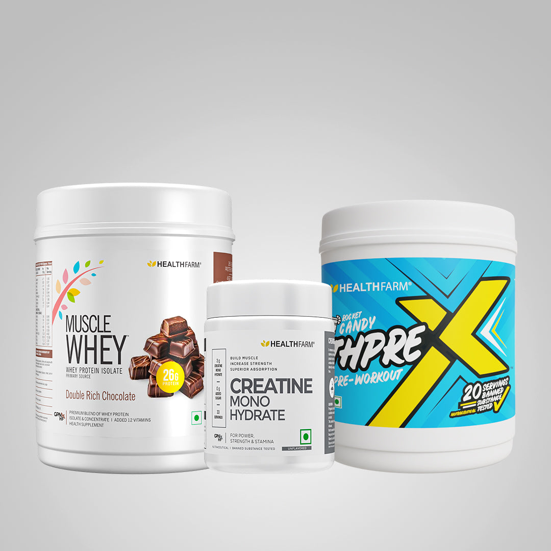 Healthfarm Muscle Whey (500g) + Thprex (250g) + Creatine (100g)