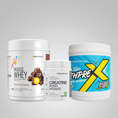 Healthfarm Muscle Whey (500g) + Thprex (250g) + Creatine (100g)