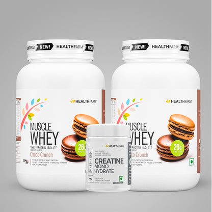 Healthfarm Muscle Whey Protein (1kg), BUY 1 GET 2 Offer