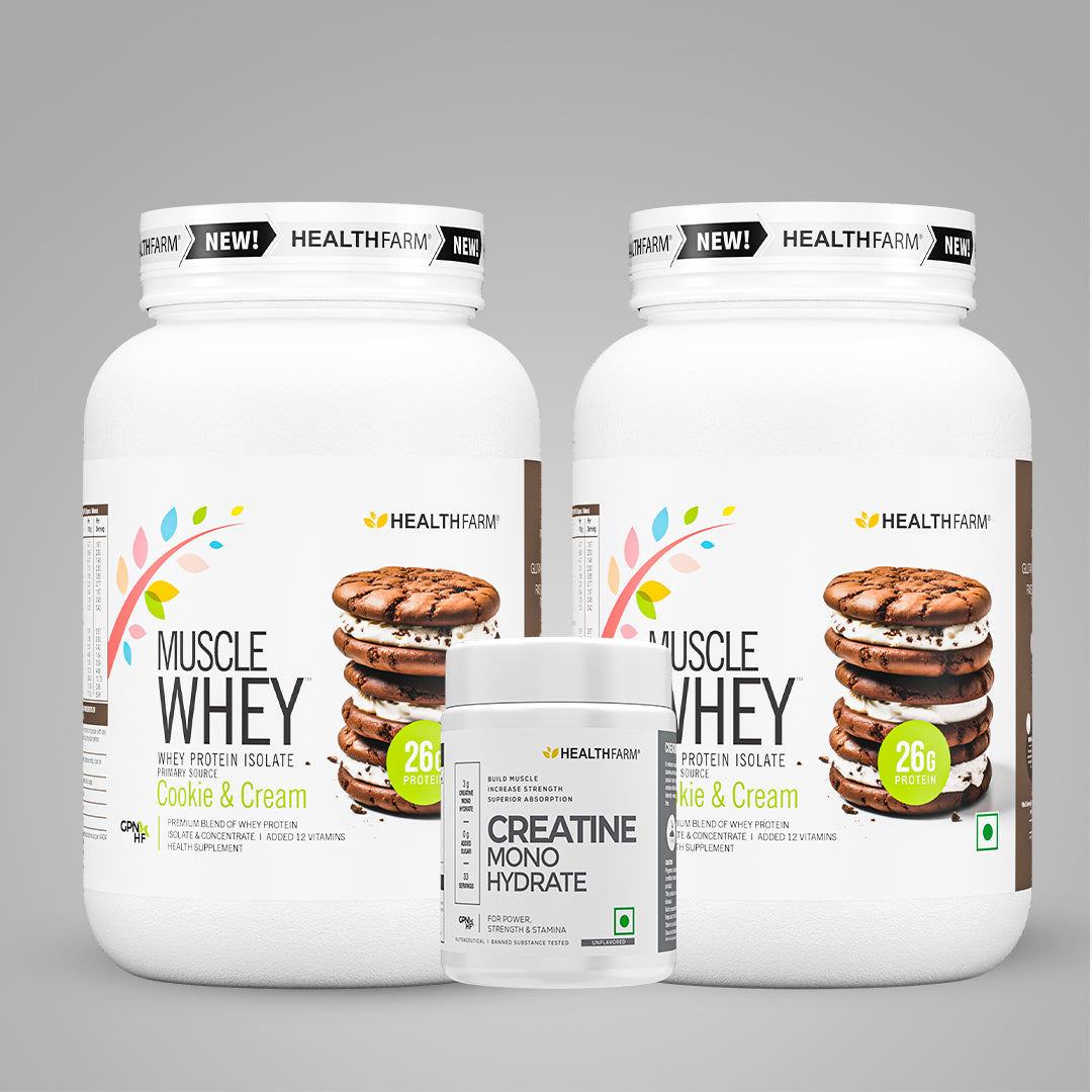 Healthfarm Muscle Whey Protein (1kg), BUY 1 GET 2 Offer