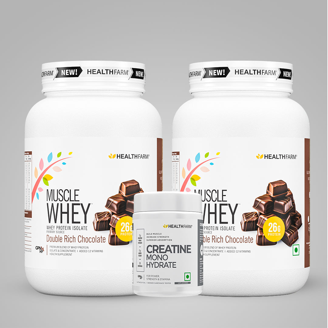 Healthfarm Muscle Whey Protein (1kg), BUY 1 GET 2 Offer