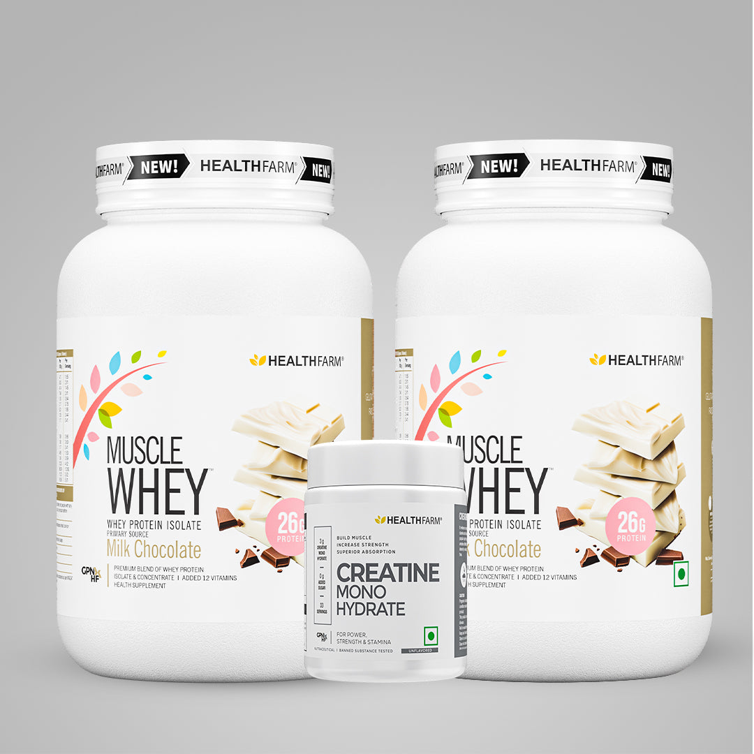 Healthfarm Muscle Whey Protein (1kg), BUY 1 GET 2 Offer