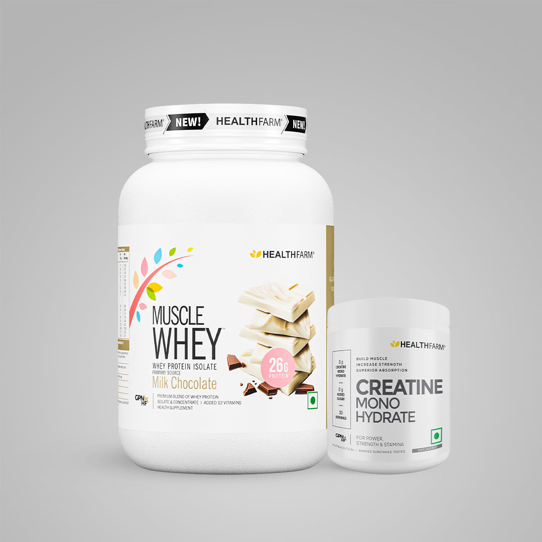 Healthfarm Muscle Whey (1Kg) + Creatine Monohydrate (100g)