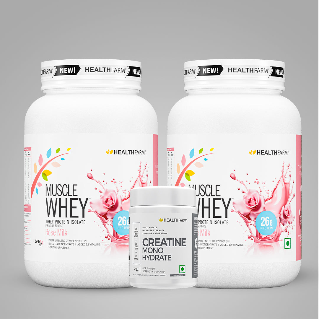 Healthfarm Muscle Whey Protein (1kg), BUY 1 GET 2 Offer