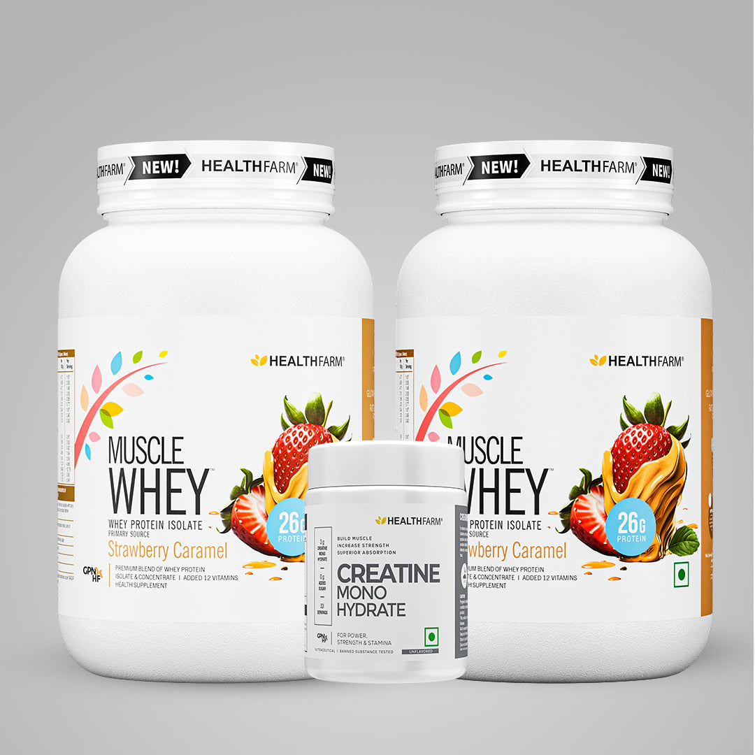 Healthfarm Muscle Whey Protein (1kg), BUY 1 GET 2 Offer