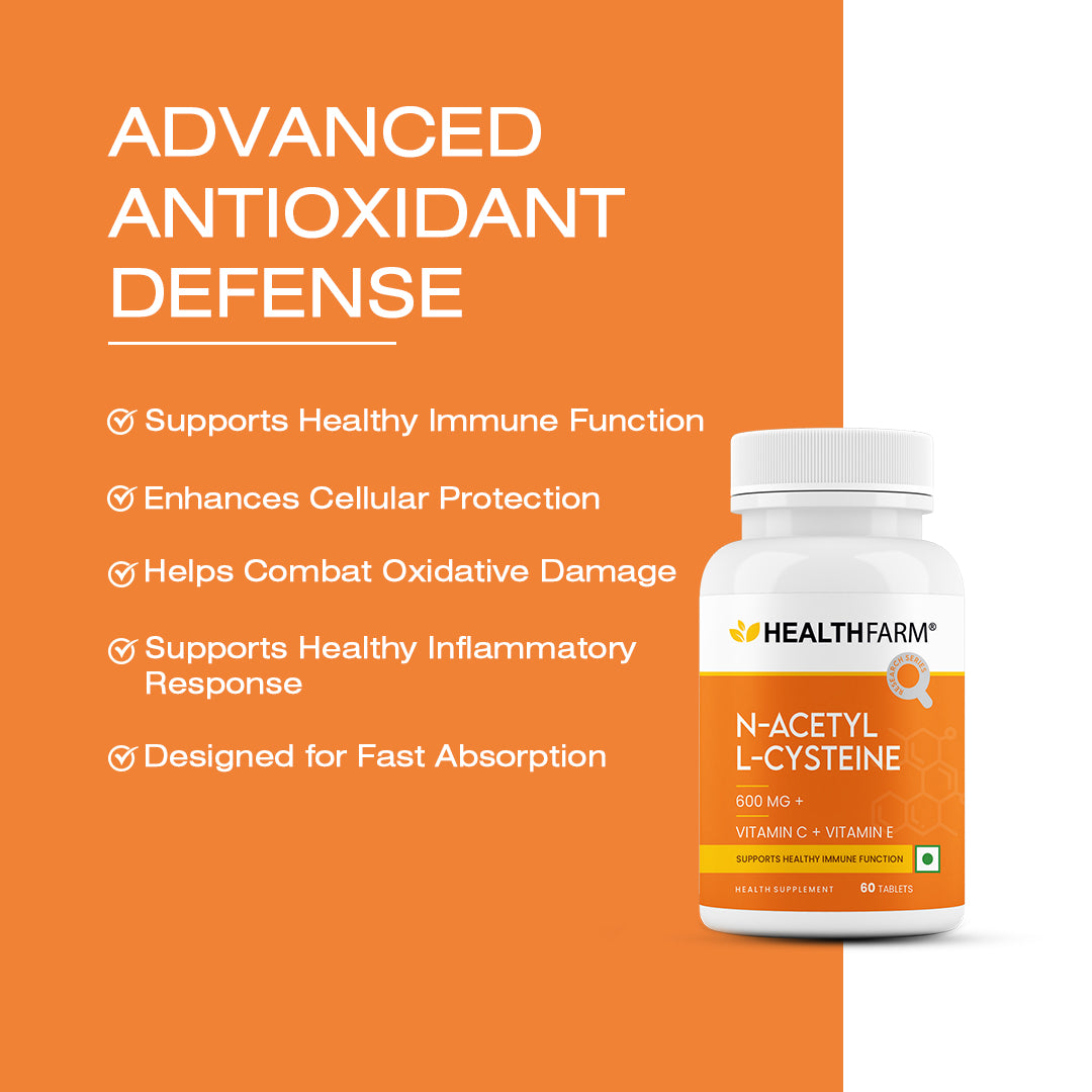 Healthfarm N-Acetyl L-Cysteine (NAC) + Vitamin C | 60 Tab