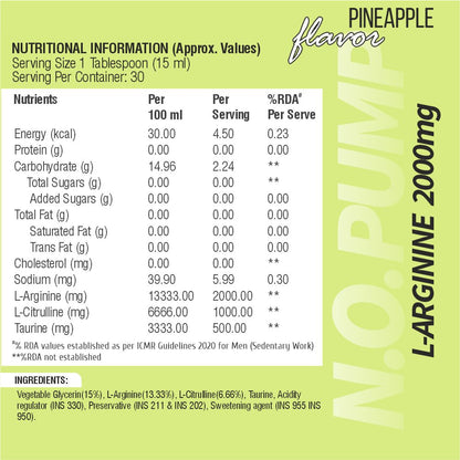 N.O. PUMP - LIQUID L-ARGININE 450 ML Buy 1 Get 1