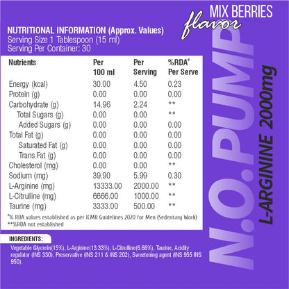 N.O. PUMP - LIQUID L-ARGININE 450 ML Buy 1 Get 1