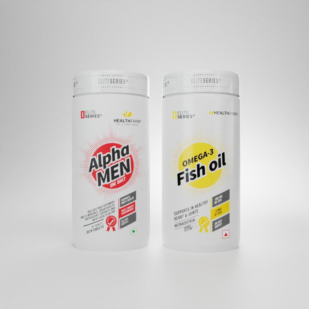 Healthfarm Alpha Men + Omega 3 Fish Oil Combo (Free Plastic Shaker) - Healthfarm Nutrition