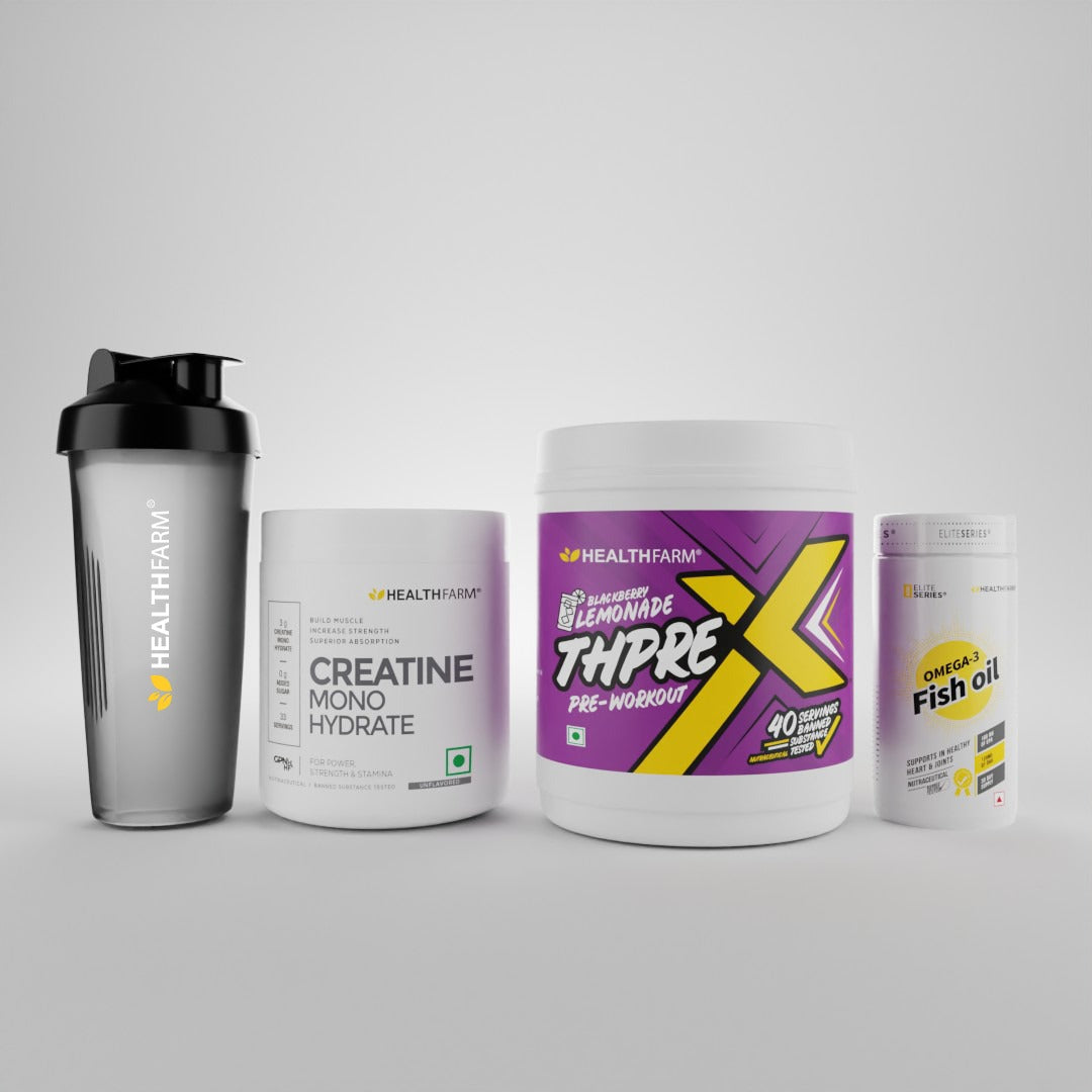 Healthfarm ThPreX Pre-workout + Muscle Creatine (100g) + Omega 3 Fish Oil - Healthfarm Nutrition