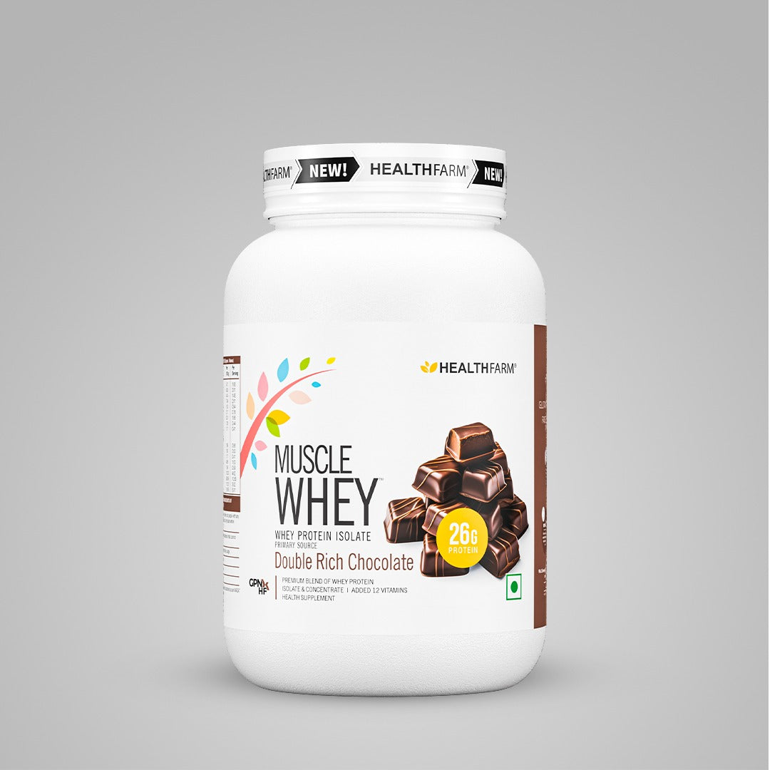 HealthFarm Muscle Whey Protein Isolate &amp; Concentrate | Premium Blend of Whey Protein