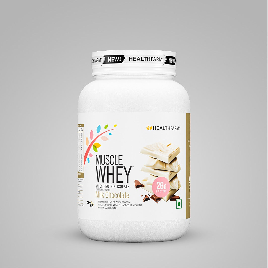 HealthFarm Muscle Whey Protein Isolate &amp; Concentrate | Premium Blend of Whey Protein