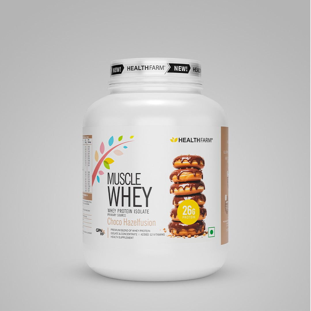 HealthFarm Muscle Whey Protein Isolate &amp; Concentrate | Premium Blend of Whey Protein