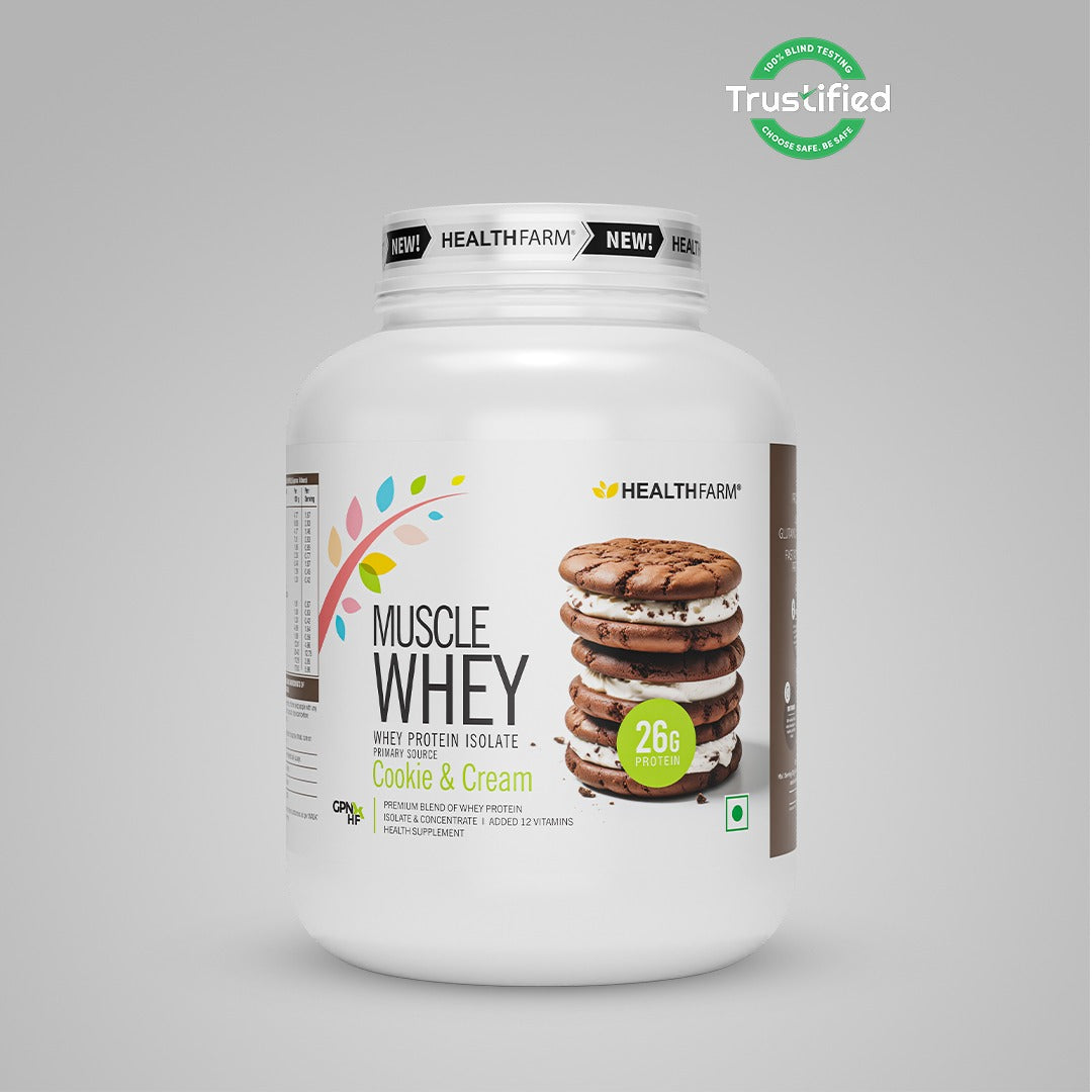 HealthFarm Muscle Whey Protein Isolate &amp; Concentrate | Premium Blend of Whey Protein