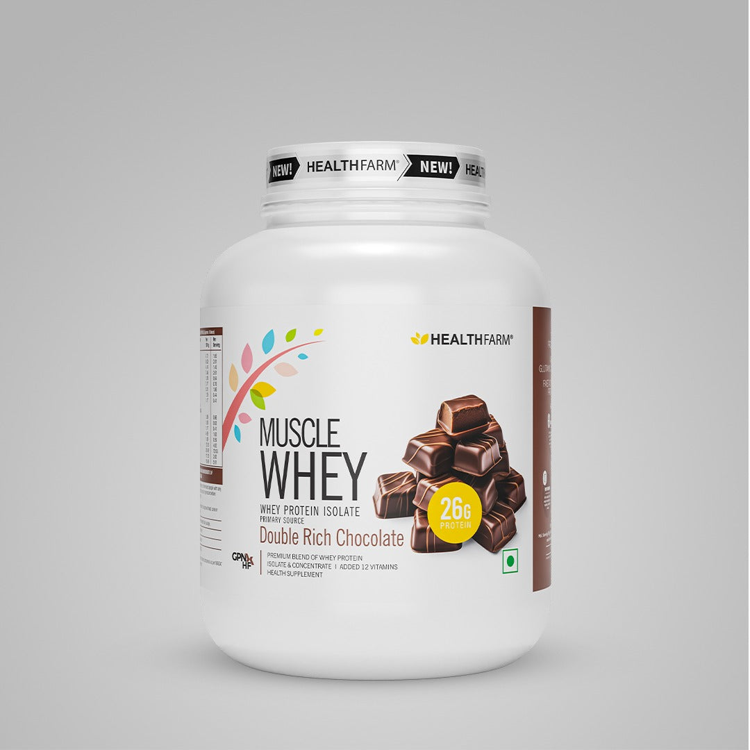 HealthFarm Muscle Whey Protein Isolate &amp; Concentrate | Premium Blend of Whey Protein