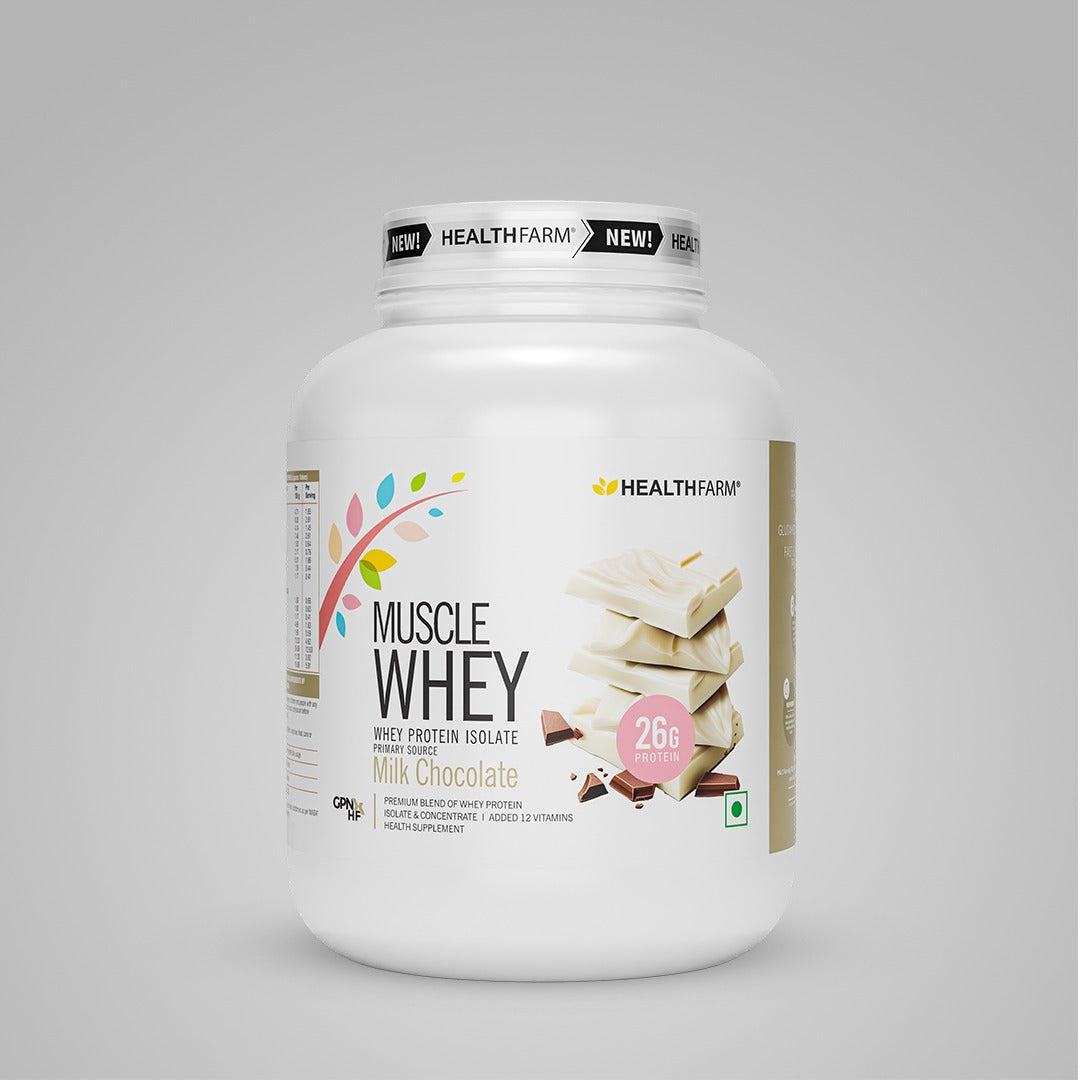 HealthFarm Muscle Whey Protein Isolate &amp; Concentrate | Premium Blend of Whey Protein