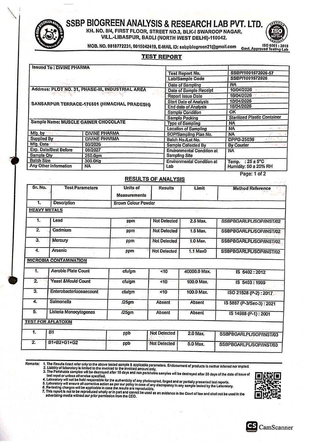 Lab Test Reports - Page 1