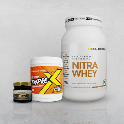 Healthfarm Nitra Whey (1kg) + Thprex + Shilajit (20g)