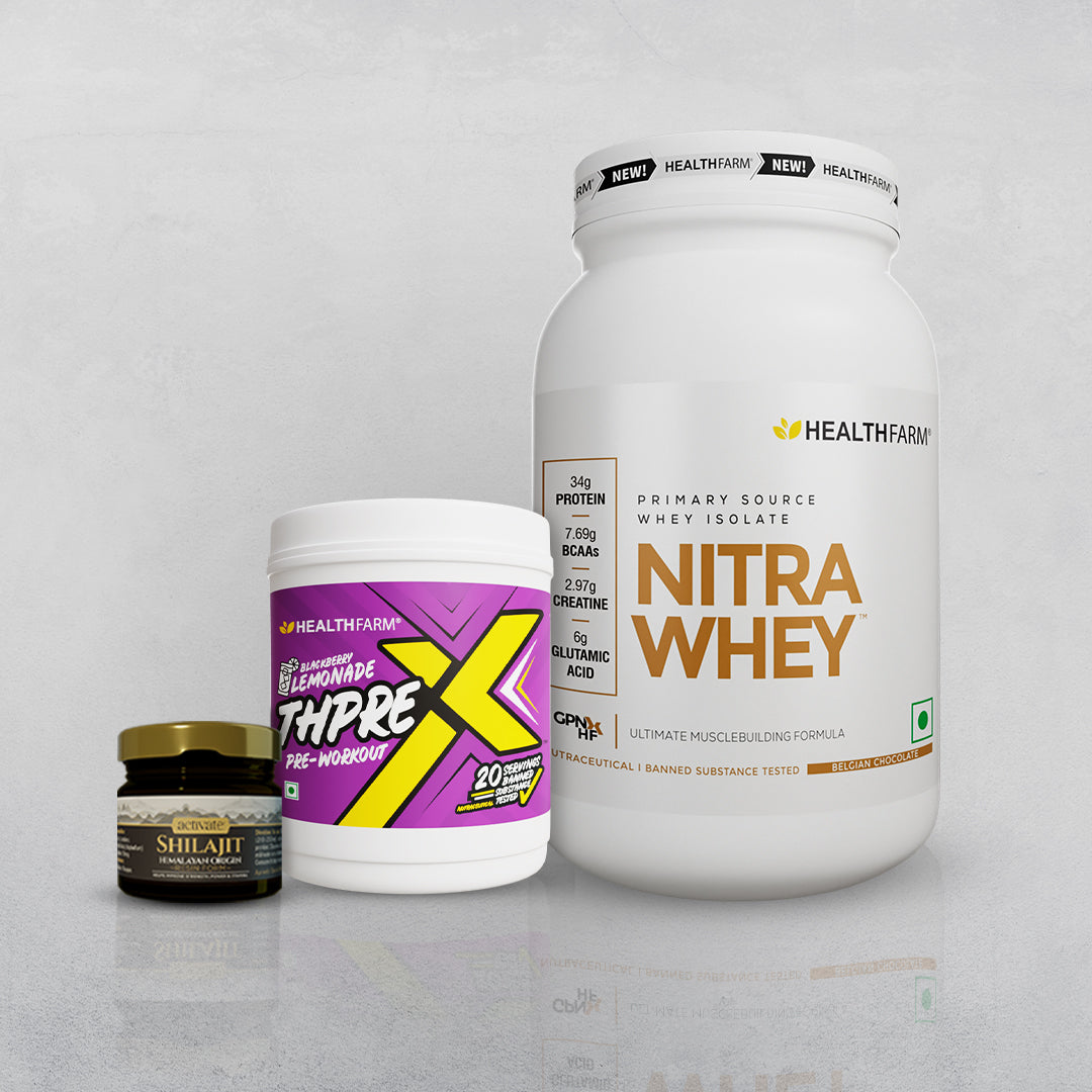 Healthfarm Nitra Whey (1kg) + Thprex + Shilajit (20g)