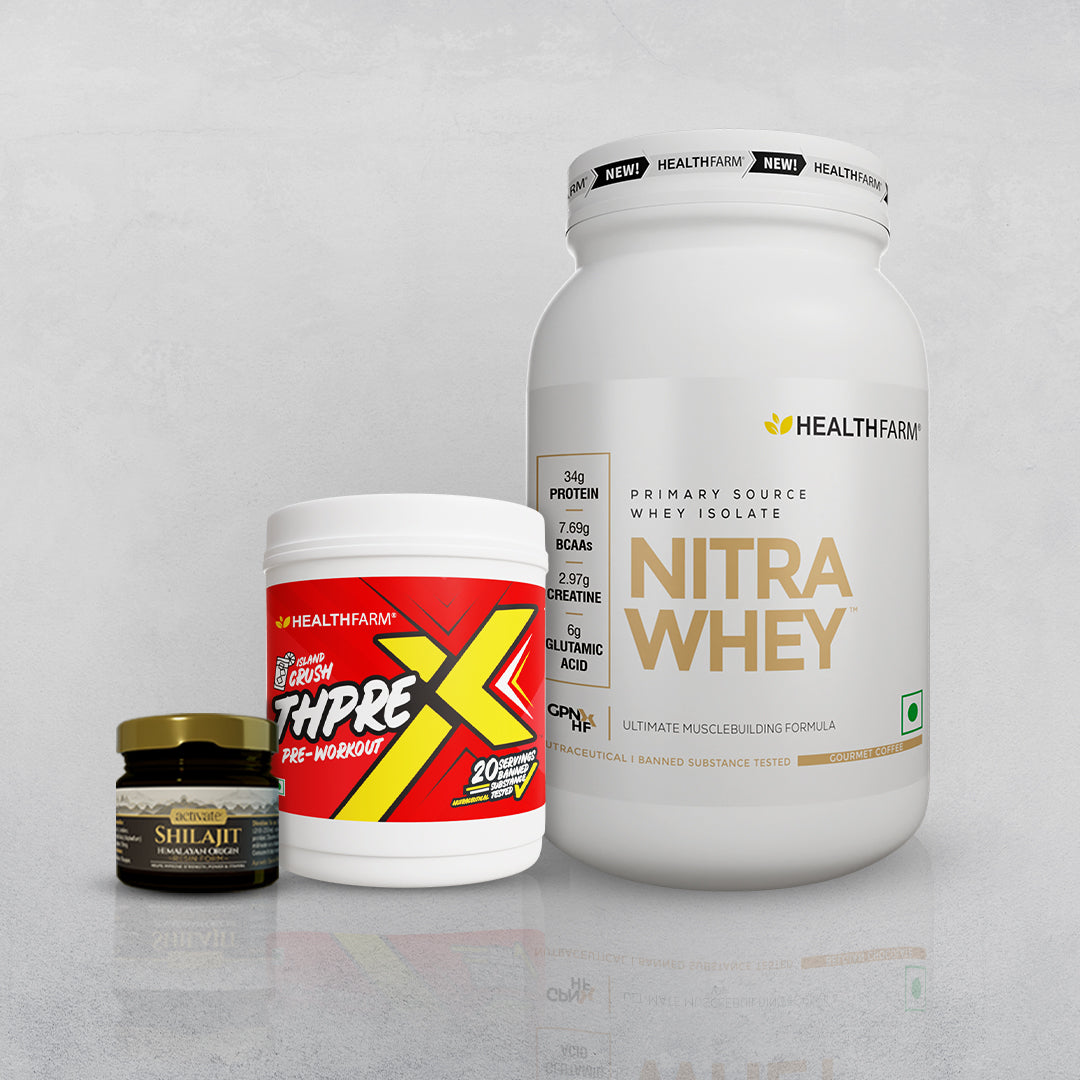 Healthfarm Nitra Whey (1kg) + Thprex + Shilajit (20g)