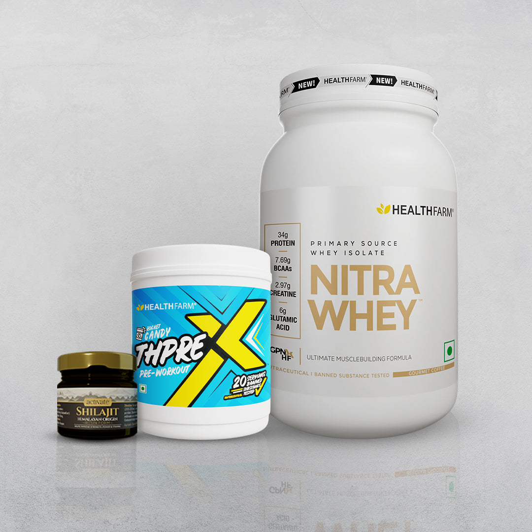 Healthfarm Nitra Whey (1kg) + Thprex + Shilajit (20g)