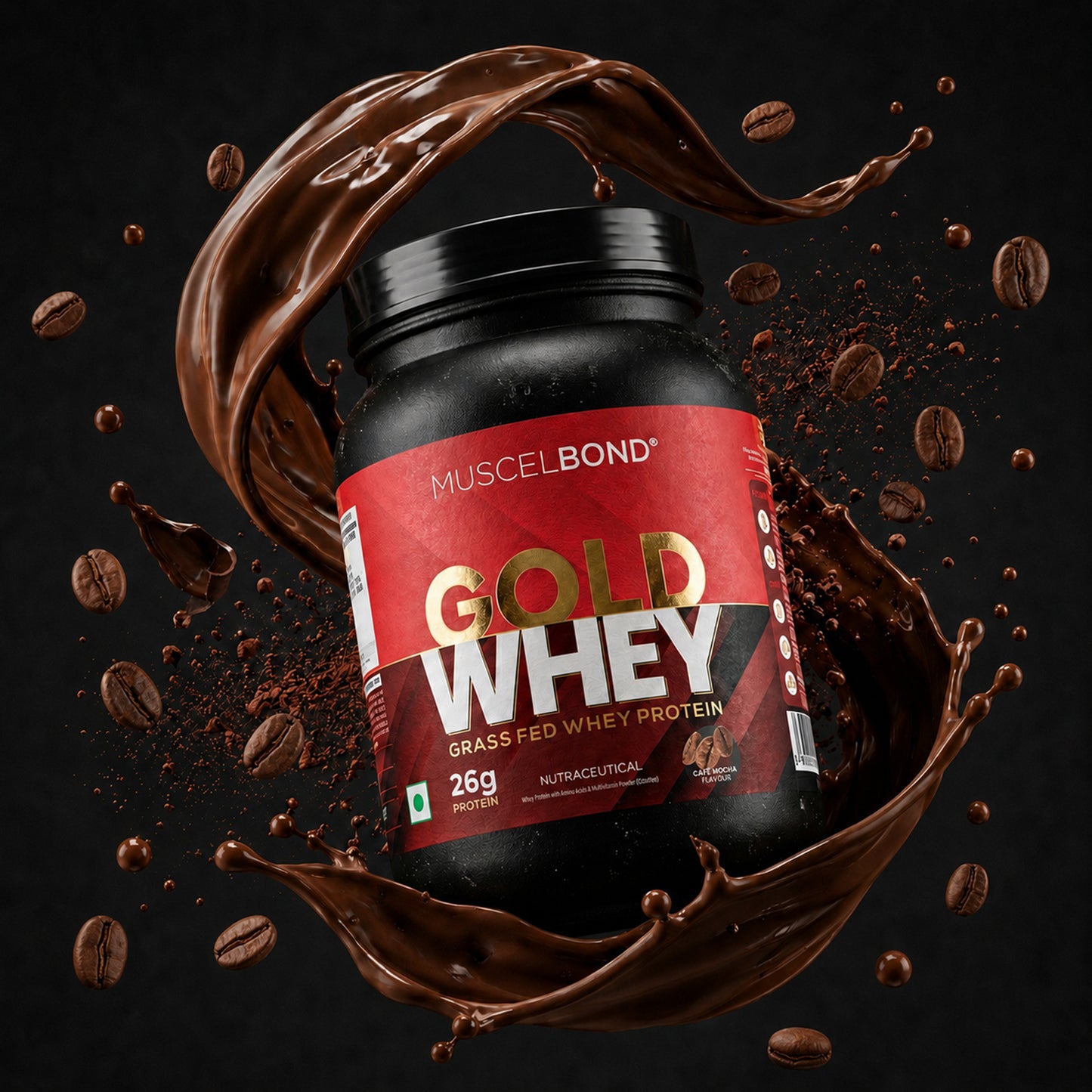 MuscelBond Gold Whey – Grass Fed Whey Protein | 26g Protein per Serving