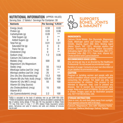 Healthfarm Calcium Magnesium Zinc+ with Vitamin D3 & K2 (MK7) | 60 Tab