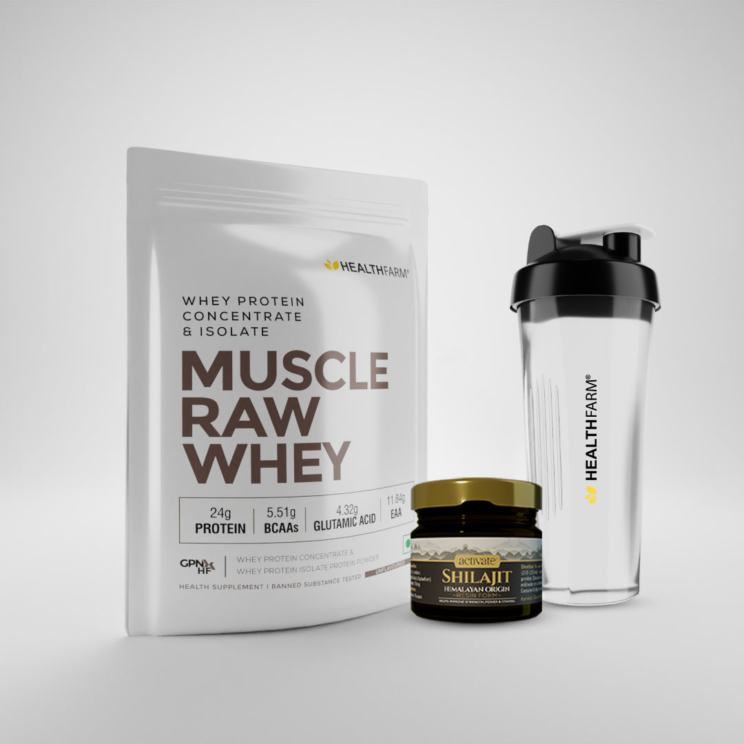 Healthfarm Muscle Raw Whey + Shilajit (20g) + Free Shaker