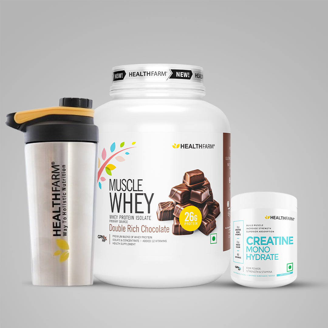 Healthfarm Muscle Whey (2Kg) + Muscle Creatine Monohydrate (250g)