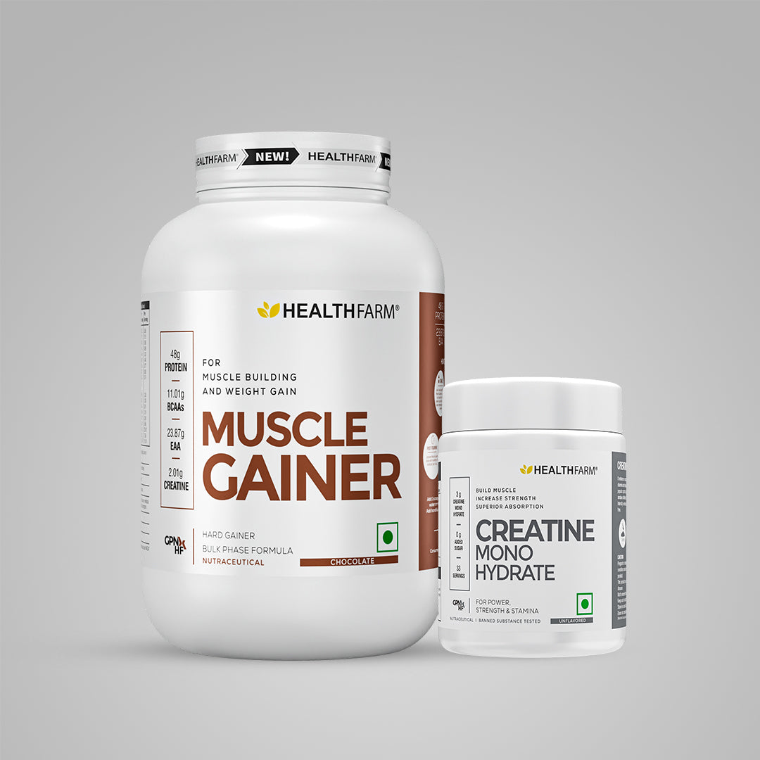 Healthfarm Muscle Gainer (1Kg) + Creatine Monohydrate (100g)